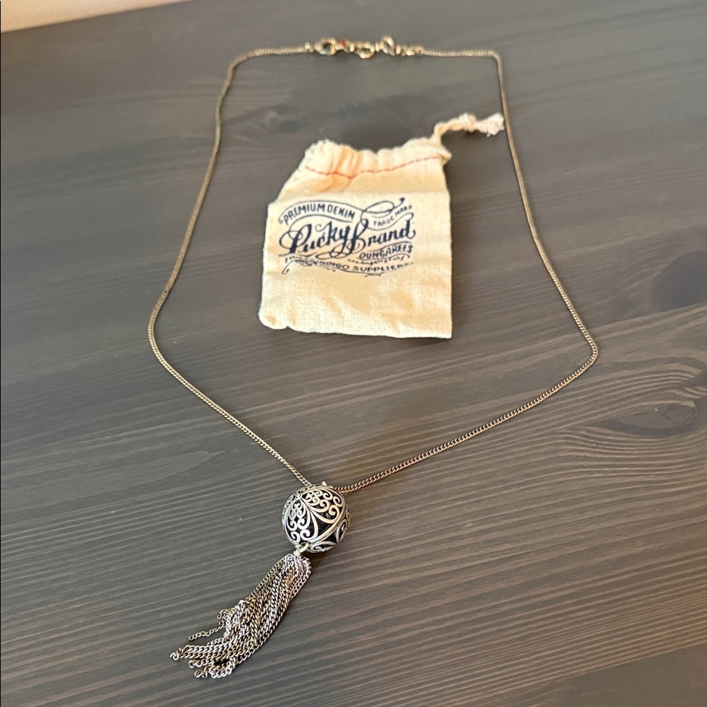 Lucky Brand Silver and Gold Tassel Necklace